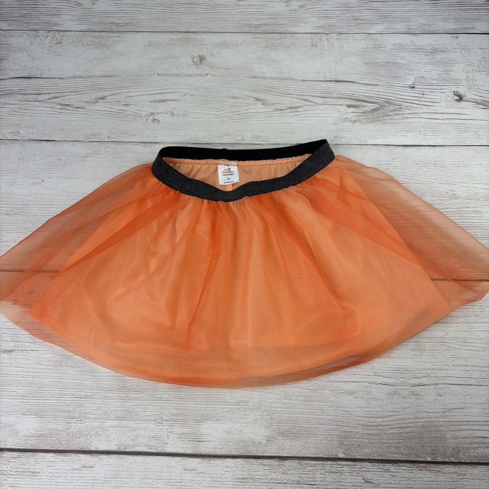 Celebrate Halloween Orange Tulle Skirt Girls 5T Layered Sparkle Elastic Waist
